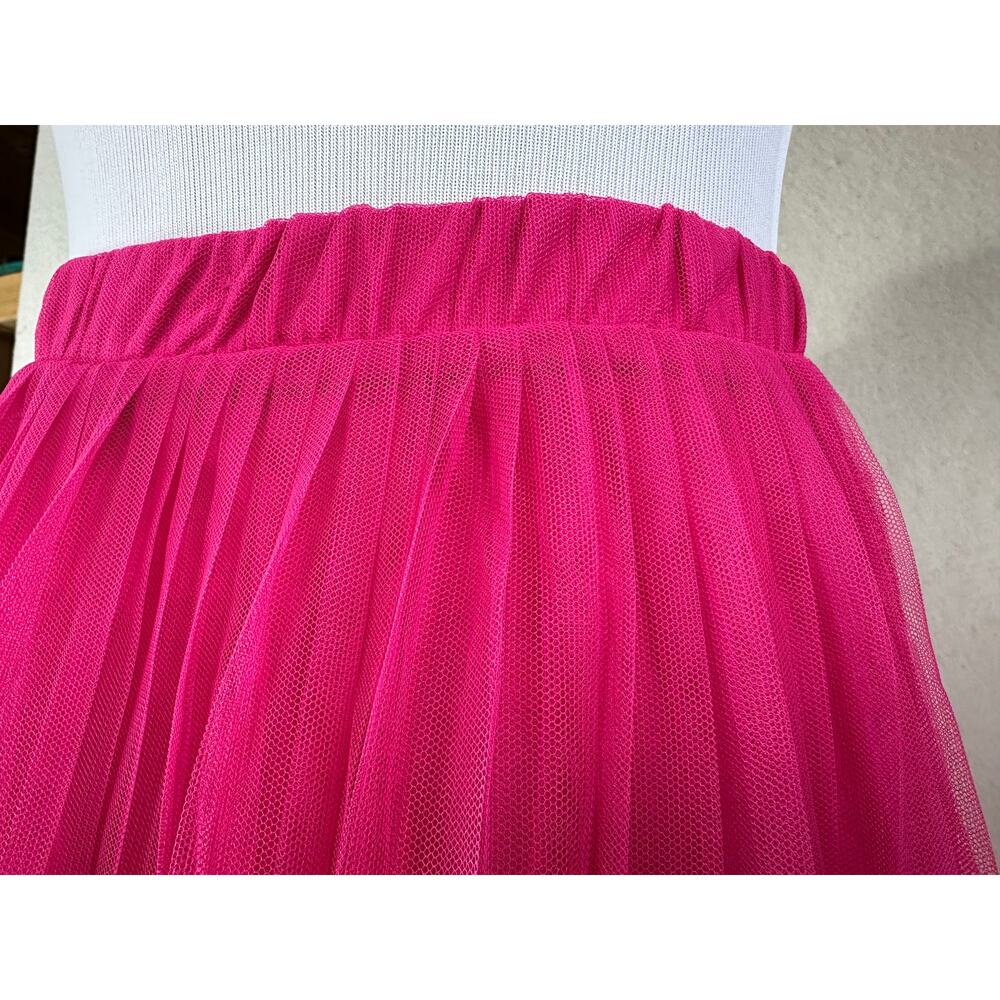 Caliope Balletcore Hot Pink Tulle Skirt Layered Plain Mesh Midi SZ S
